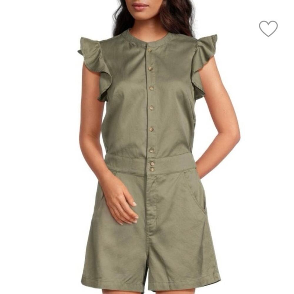 NWOT Joe’s Jeans Flutter Sleeve Romper in Olive Green SZ S